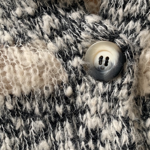 Hand knit designer wool mohair blend cardigan - Picture 4 of 5